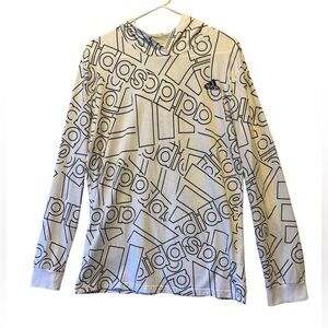 Adidas Boys Hooded Long Sleeve Graphic Tee - White/Black Size Youth XL